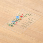 Waterverf Wildflowers Rustieke Chic Garden Wedding Acryl Uitnodigingen (Laagn)