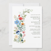 Waterverf Wildflowers Rustieke Chic Garden Wedding Kaart (Voorkant)