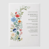Waterverf Wildflowers Rustieke Chic Garden Wedding Vellum Uitnodigingen (Voorkant)