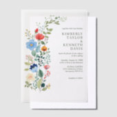 Waterverf Wildflowers Rustieke Chic Garden Wedding Vellum Uitnodigingen (Offset)