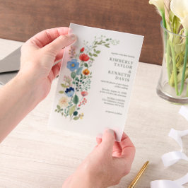 Waterverf Wildflowers Rustieke Chic Garden Wedding Vellum Uitnodigingen