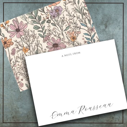 Waterverf Wildflowers Script Note van Notitiekaartje