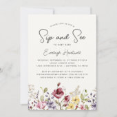 Waterverf Wildflowers Sip and See Baby shower Kaart (Voorkant)