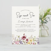 Waterverf Wildflowers Sip and See Baby shower Kaart (Staand voorkant)