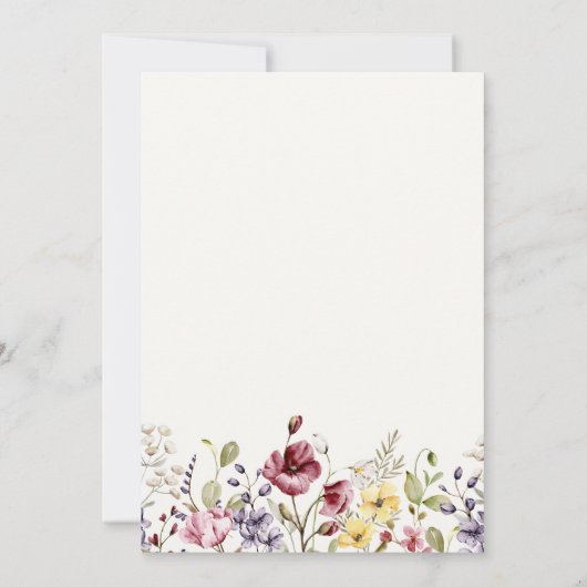 Waterverf Wildflowers Sip and See Baby shower Kaart (Achterkant)