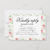 Waterverf Wildflowers Trouwlied Verzoek RSVP Kaartje (Achterkant)