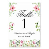 Waterverf Wildflowers Trouwtafel Nummer Kaart (Voorkant)
