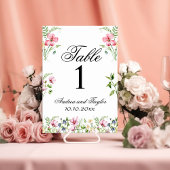 Waterverf Wildflowers Trouwtafel Nummer Kaart