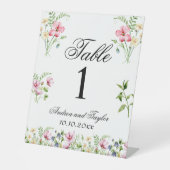 Waterverf Wildflowers Trouwtafel Nummer Reclamebord Met Voetstuk (Voorkant)