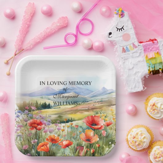 Waterverf Wildflowers viering van het leven begraf Papieren Bordje (Feest)