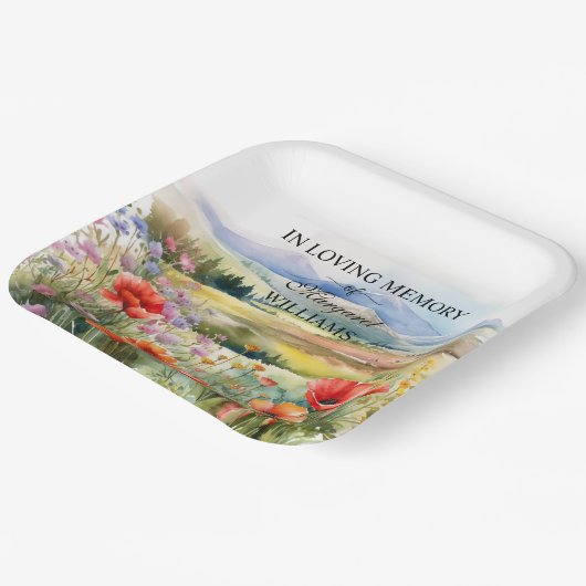 Waterverf Wildflowers viering van het leven begraf Papieren Bordje (Gebogen)