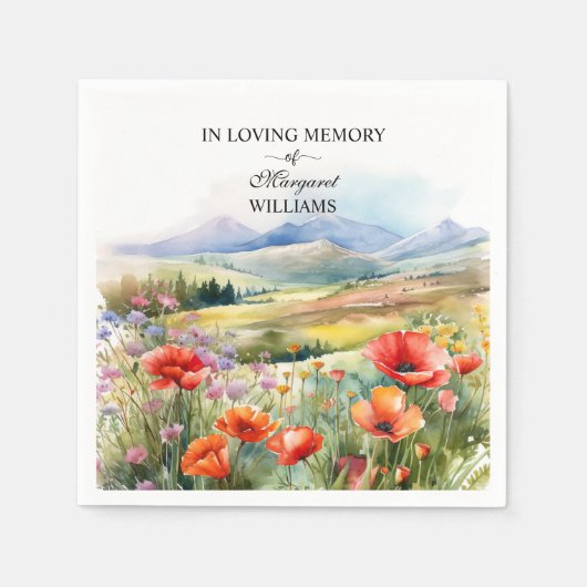 Waterverf Wildflowers viering van het leven begraf Servet (Voorkant)