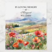 Waterverf Wildflowers viering van het leven begraf Wijn Etiket (Enkel label)