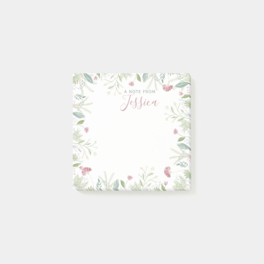 Waterverf Wildflowers w / aangepaste naam geperson Post-it® Notes (Voorkant)