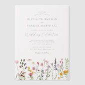 Waterverf Wildflowers Wedding Overlay Vellum Uitnodigingen (Voorkant)