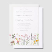 Waterverf Wildflowers Wedding Overlay Vellum Uitnodigingen (Offset)