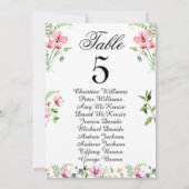 Waterverf Wildflowers Wedding Seating Chart Kaart (Achterkant)