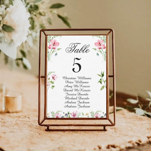 Waterverf Wildflowers Wedding Seating Chart Kaart