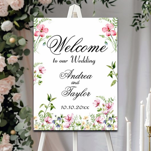 Waterverf Wildflowers Wedding Welcome Sign Poster