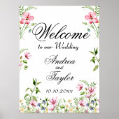 Waterverf Wildflowers Wedding Welcome Sign Poster (Voorkant)