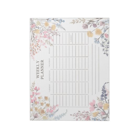 Waterverf Wildflowers Weekly planner Notitieblok (Linkerzijde)