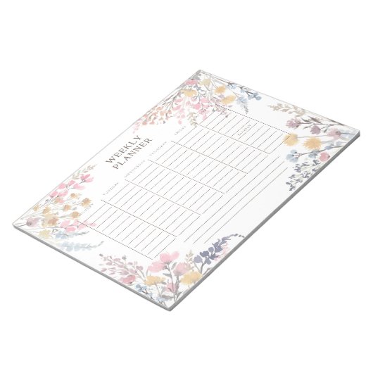 Waterverf Wildflowers Weekly planner Notitieblok (Schuin)