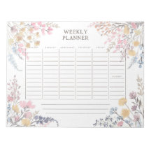 Waterverf Wildflowers Weekly planner Notitieblok