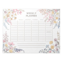 Waterverf Wildflowers Weekly planner Notitieblok