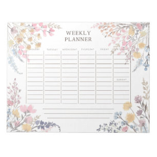 Waterverf Wildflowers Weekly planner Notitieblok