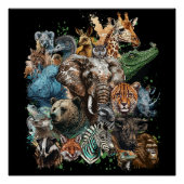 Waterverf Wildlife Collage Perfect Poster (Voorkant)
