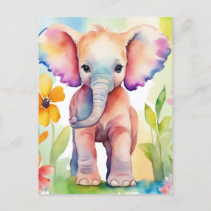 Waterverf Wildlife Elephant Briefkaart