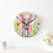 Waterverf Wildlife Elephant Grote Klok (Huis)