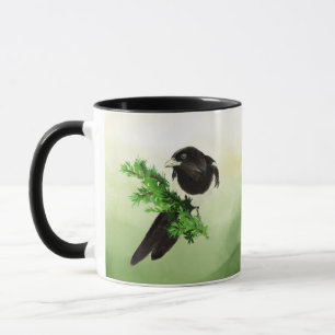 Waterverf Wildlife Magpie Bird Natuur art Koffie Mok
