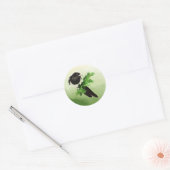 Waterverf Wildlife Magpie Bird Natuur art Ronde Sticker (Envelop)