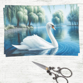 Waterverf Willows en White Swan Decoupage Tissuepapier