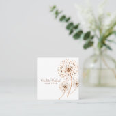 Waterverf Wind Blown Paardenbloem Bloemen Vierkante Visitekaartje (Staand voorkant)