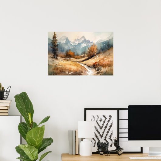 Waterverf windmolenparken winter poster (Thuiskantoor)