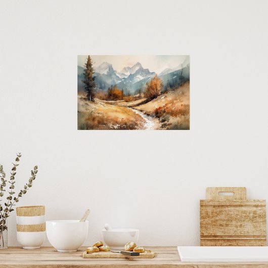 Waterverf windmolenparken winter poster (Keuken)