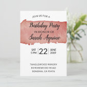 Waterverf Wine Stain Winery Birthday Party Kaart (Staand voorkant)