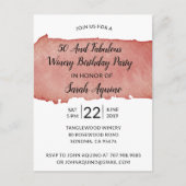 Waterverf Winery 50 & Fabulous Birthday Party Uitnodiging Briefkaart (Voorkant)