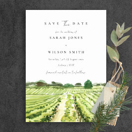Waterverf Winery Vineyard Save the Date Card Bedankkaart
