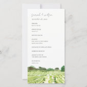Waterverf Winery Vineyard Wedding Program Card Bedankkaart (Voorkant)