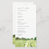 Waterverf Winery Vineyard Wedding Program Card Bedankkaart (Voorkant / Achterkant)