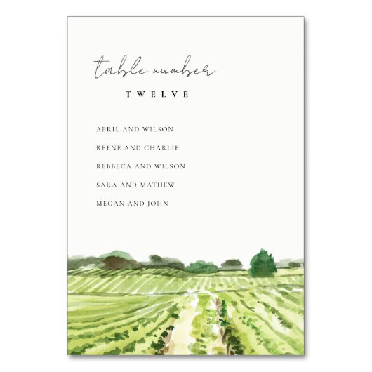 Waterverf winery Vineyard Wedding Seating Chart Kaart (Achterkant)