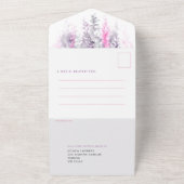 Waterverf wingerd indigoblauw paars diner bevestig all in one uitnodiging (Buitenkant)