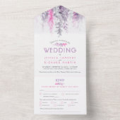 Waterverf wingerd indigoblauw paars diner bevestig all in one uitnodiging (Binnen)