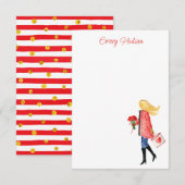 Waterverf Winkelen Mode meisje Bedankkaart (Voorkant / Achterkant)