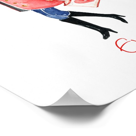 Waterverf Winkelen Mode meisje Poster (Hoek)