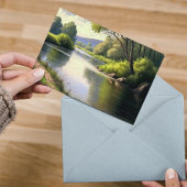 Waterverf Winnende rivier in de zomer Briefkaart