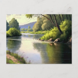 Waterverf Winnende rivier in de zomer Briefkaart
